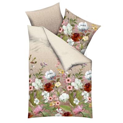 Bettwäsche KAEPPEL "Wildblumen", bunt (natur), B/L: 140cm x 200cm, 1 Stk., 1 Stk., Satin, B/L: 70cm x 90cm, 2, Satin, Obermaterial: 100% Baumwolle, Bettwäsche, Bettwäsche