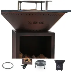 GRILLCHIC Pack Privilège Brasero Classique Acier 103 Imitation Corten Double Cuve