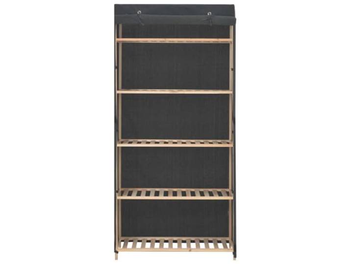 HNSMFPRE Kleiderschrank, grau, 79 x 40 x 170 cm, Stoff mit 4 Einlegeböden Kleiderstange, Vorhangtür, Stoffbezug, Schuhe, Pullover, Jeans, Hüte, Handtaschen, Trenchcoat, Kleider