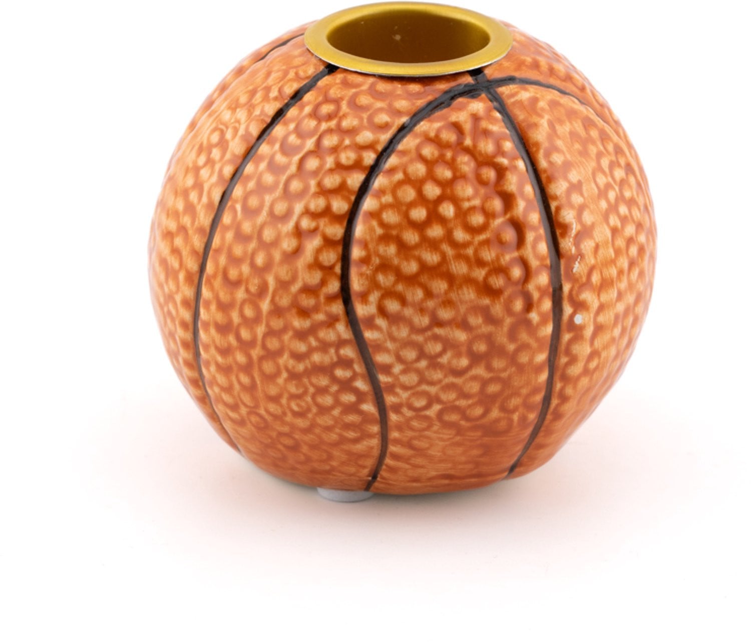 Aardewerk kaarsenstandaard met basketbalontwerp