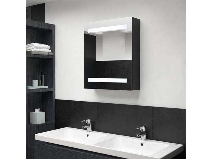 Automne/hiver  Noir Armoire de salle de bain à miroir LED noir 50x14x60cm - Hauteur：60cm Nove1835367