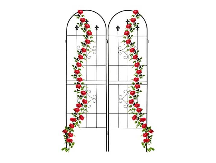 Relaxdays Grilles tuteur Plantes\, Set de 2\, HxL 180x50 cm\, en métal\, Treillis Autonome pour Fleurs\, à Planter\, Noir