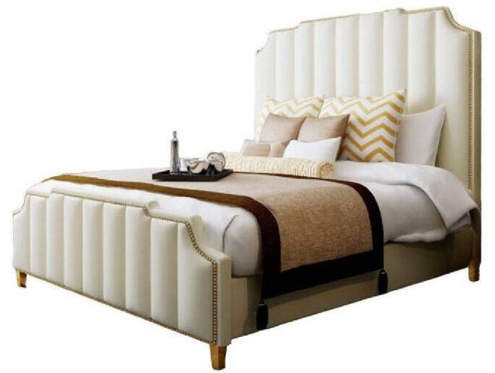 Xlmoebel Polsterbett Designer Bett Schlafzimmer Leder Metall Sofort (Bett, 1-tlg., Bett), Made in Europa
