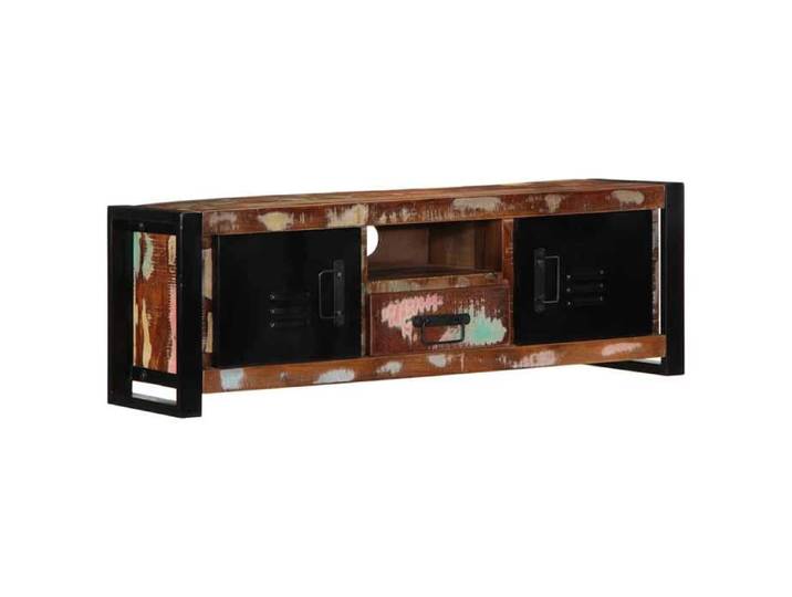 Meuble TV 100x30x35 cm bois de récupération massif banc TV meuble hifi centre de divertissement buffet TV meuble