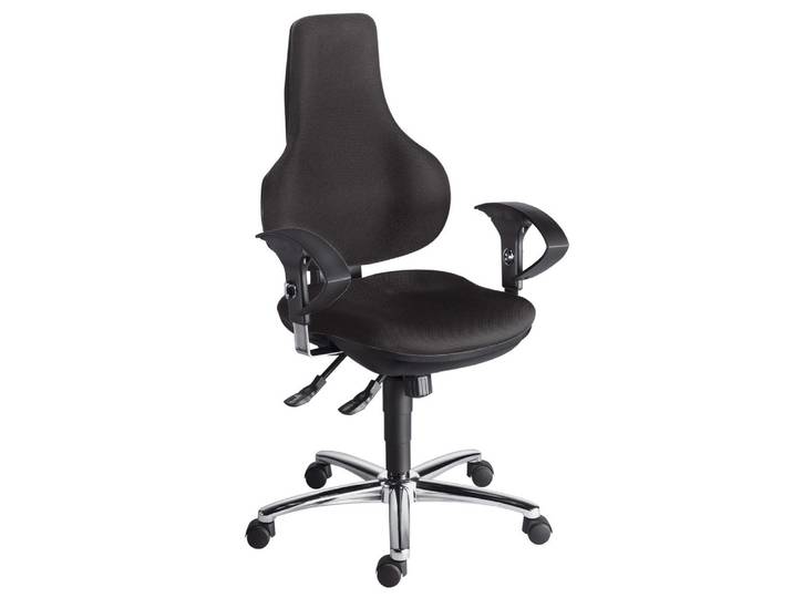 Siège de bureau ergonomique ERGO POINT Tissu Noir Hauteur réglable - Accoudoirs Dossier Appuie-tête Roulettes
