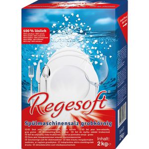Regesoft Spülmaschinensalz Spezialsalz, grob, gegen Kalk und Wasserflecken, Wasserenthärter, Karton, 2 kg