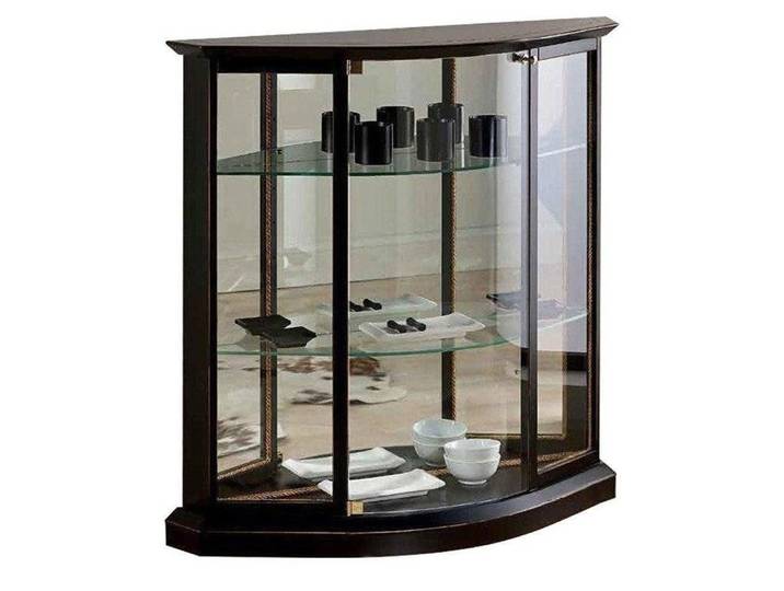 Xlmoebel Glasvitrine Schwarzer Glasschrank mit edler Holzverarbeitung und modernem Design (Vitrine) Hergestellt In Italy