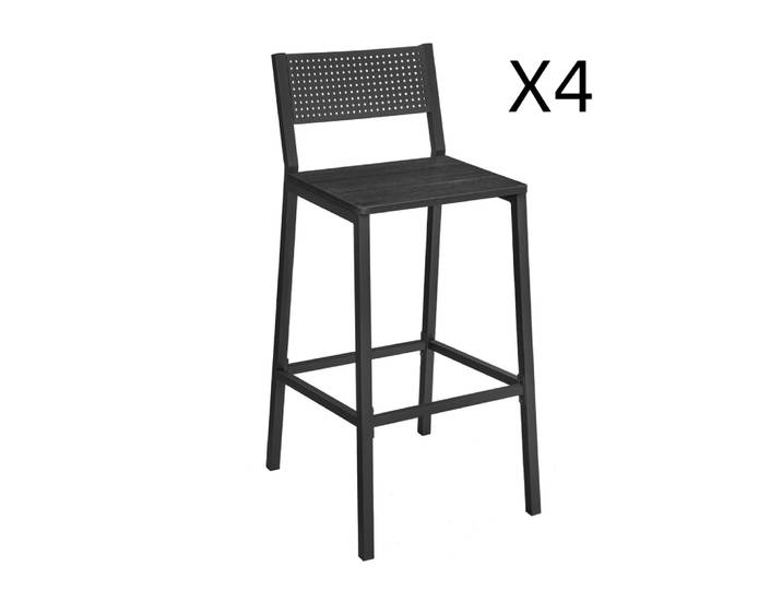 Ensembles de 4 tabourets de bar boisé noir