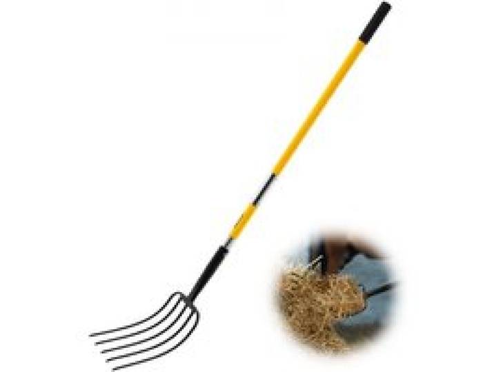 VEVOR Dunggabel 1450 mm, 5-Zinken-Heugabel mit Fiberglasstiel, Mistgabel, Mistforke, Gartenforke, Spatengabel aus geschmiedetem Stahl für Heu, Kartoffelkompostierung, Umpflanzen und Belüftung
