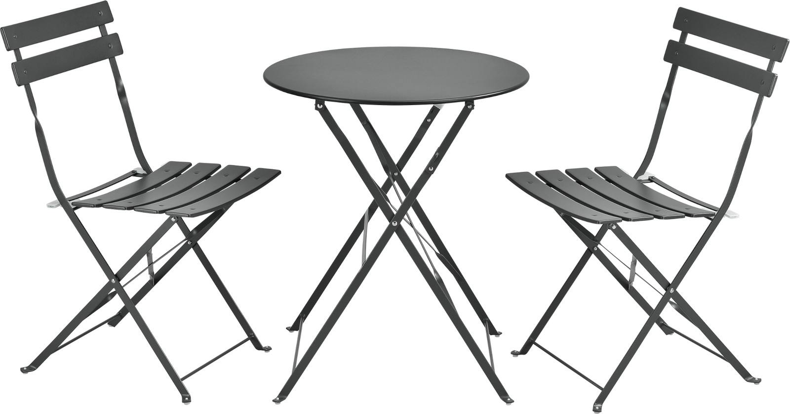 en.casa Bistroset Caprile, 3-delig, inklapbaar, staal, donkergrijs