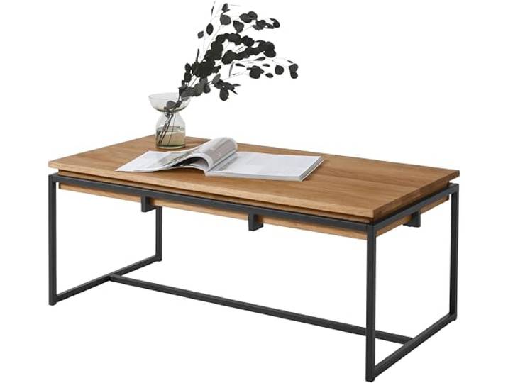 TaBoLe Couchtisch Beistelltisch Wildeiche mit Metallgestell (115)