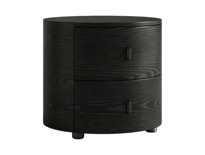 Kx9Lb8d Nachttische Runder Nachttisch mit 2 Schubladen For die Organisation der Aufbewahrung im Schlafzimmer und Wohnzimmer(Schwarz,Klein)