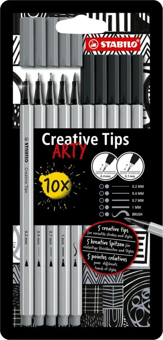 STABILO Creative Tips ARTY - 10er-Set (schwarz und mittelgrau)