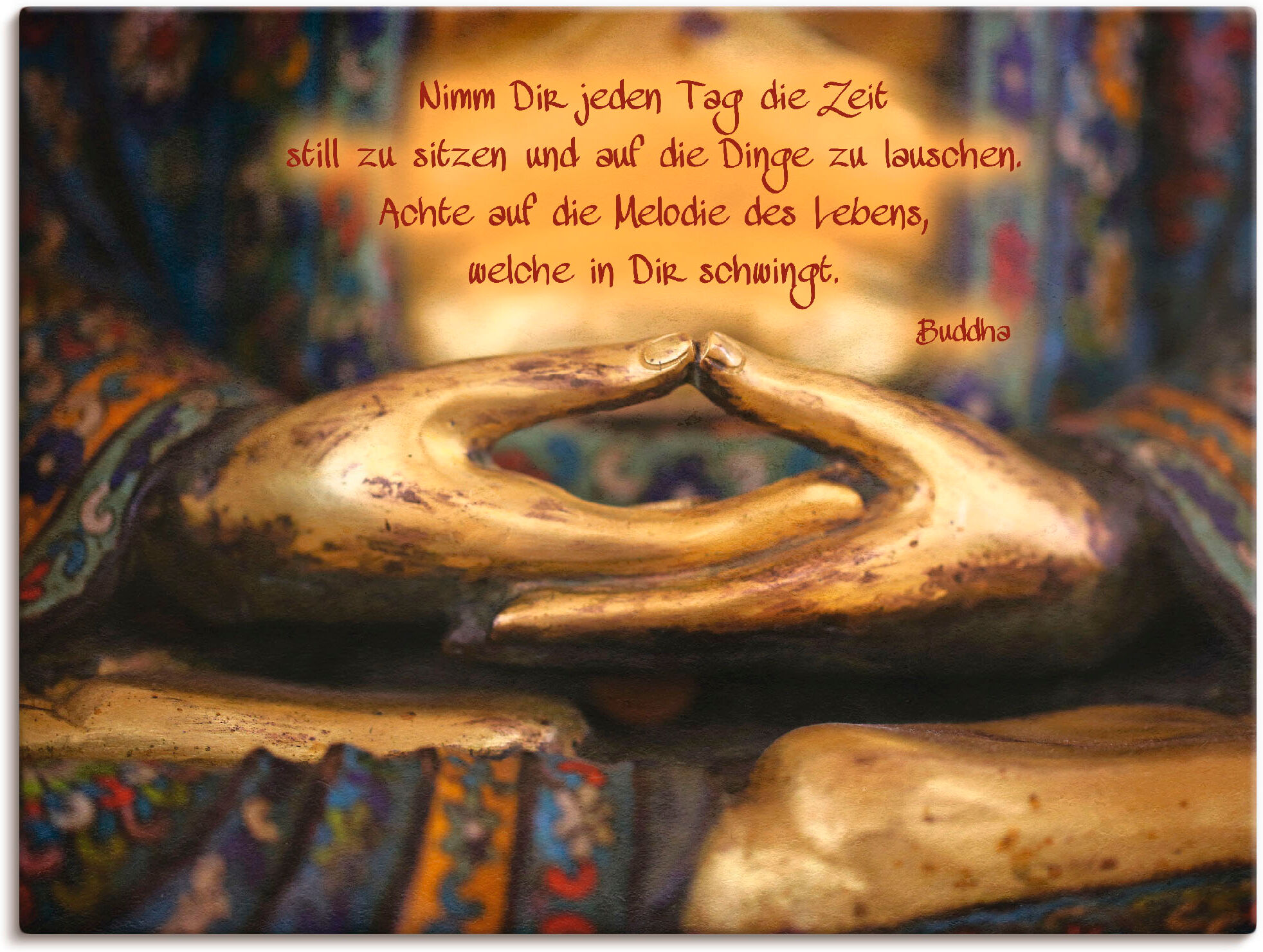 Wandbild ARTLAND "Weisheit", gold (farbe bild(er): goldfarben), B:80cm H:60cm, Bilder, Wandbild, als Leinwandbild, Poster in verschied. Grössen farbe bild(er): goldfarben B/H/T: 80cm x 60cm, Leinwandbild Religion, 1 Stk.