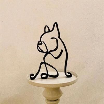 Inspired Living Modern Wrought Iron Dog Figurine For Minimalist Home Decor 3