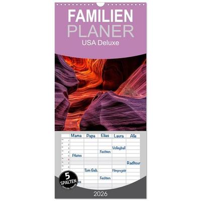 Familienplaner 2026 - USA Deluxe mit 5 Spalten (Wandkalender, 21 x 45 cm) CALVENDO