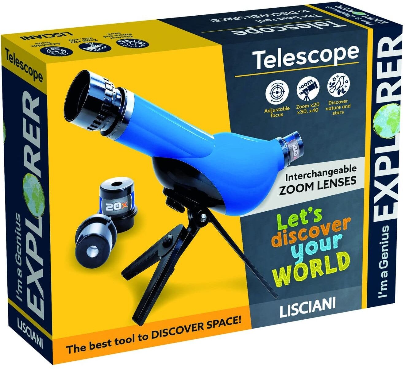 Lisciani I'm A Genius Telescope - The Ultimate Scientific Tool For First Steps In Astronomy And Close Up Sky Viewing
