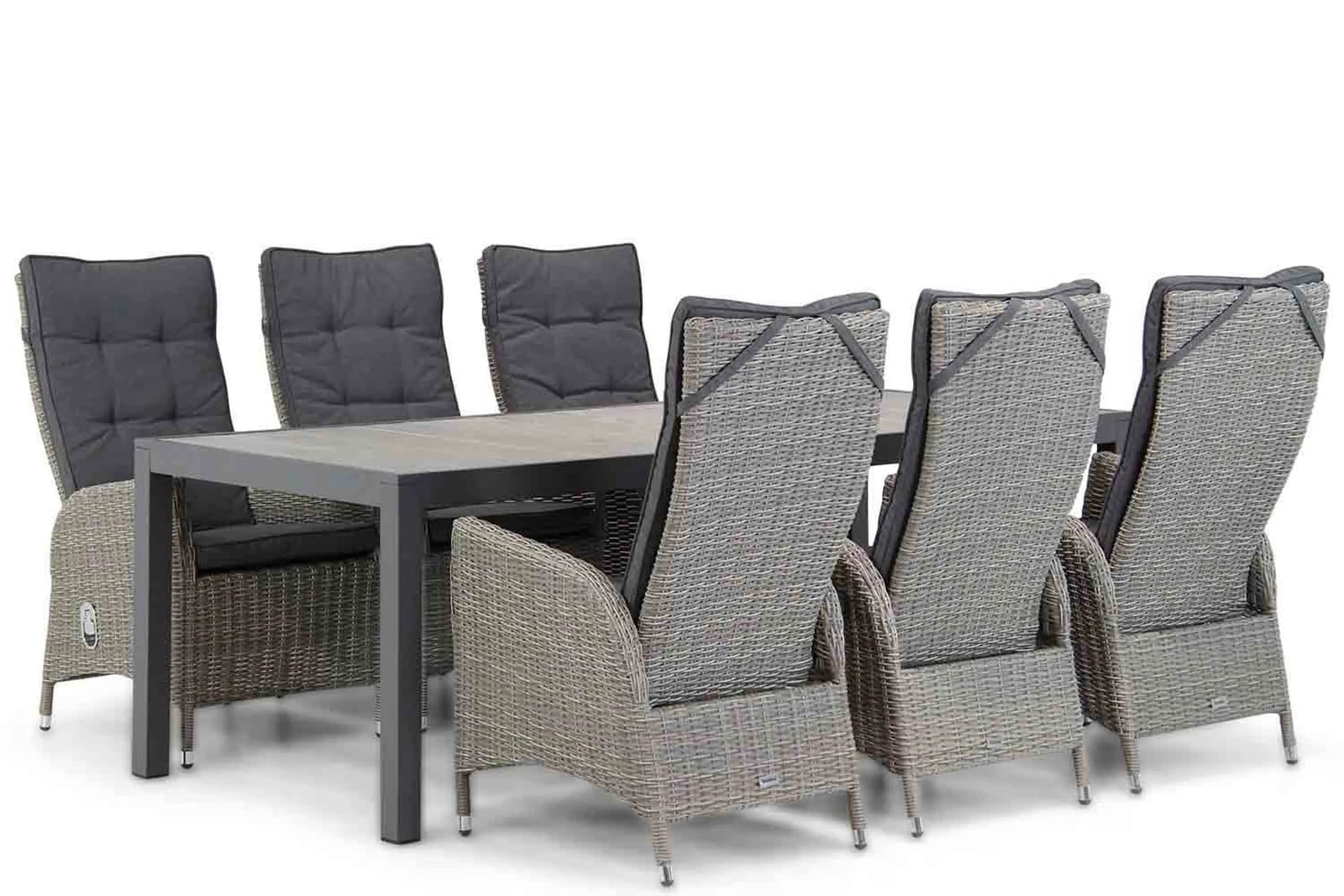 Garden Collections Lincoln/Residence Dining Tuinset van Polyrattan, Grijs, 220 cm