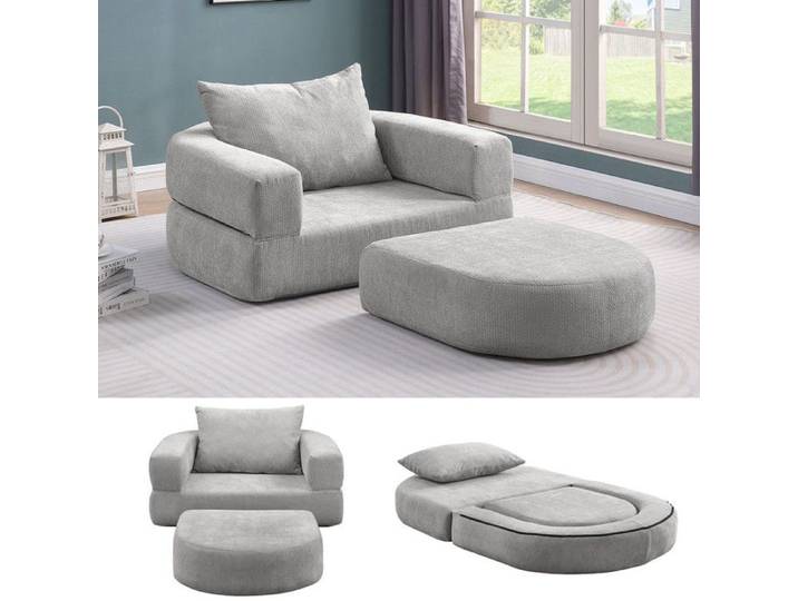 Canapé-lit compressé - Fauteuil-lit pliable - 101x90x41 cm - Confort moelleux - Gris clair