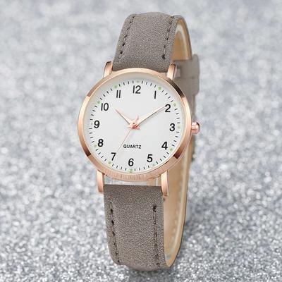 Uplift Essentials Elegant Arabic Dial Leather Fashion Watch grey