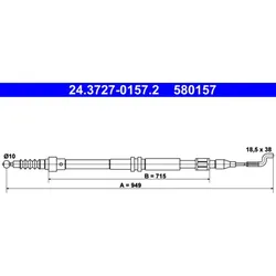 Seilzug Feststellbremse ATE 24.3727-0157.2 für VW Transporter T4