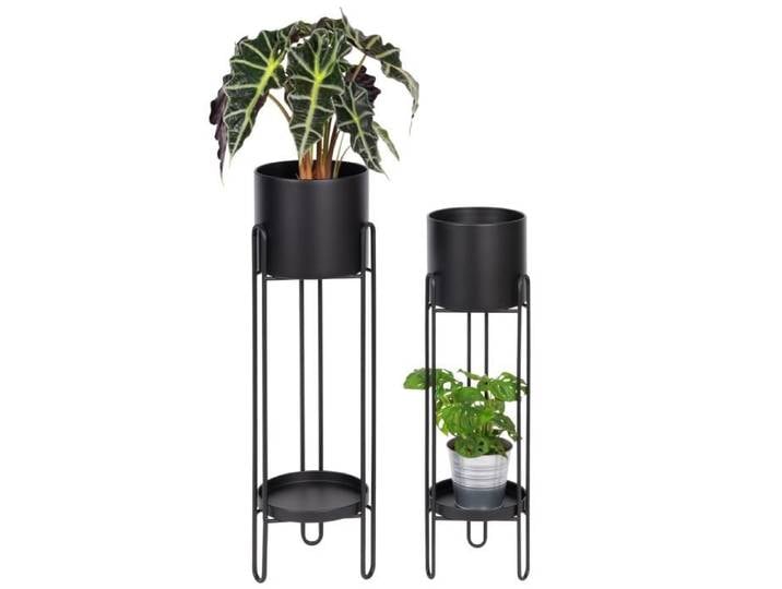 bremermann Lot de 2 tabourets à fleurs support à fleurs en métal colonne à fleurs noir