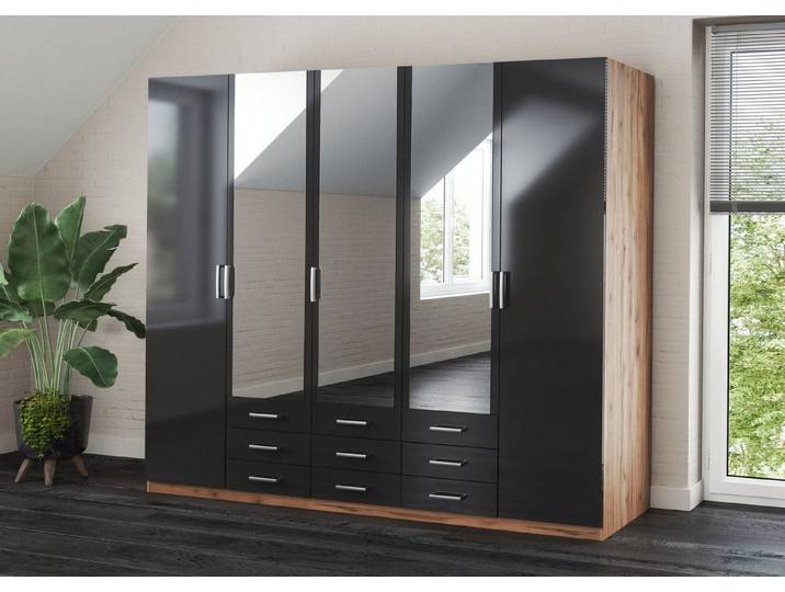 priess Kleiderschrank Amsterdam, viel Stauraum durch viele Schubkästen, Spiegeltüren Optional mit LED-Beleuchtung, Made in Germany