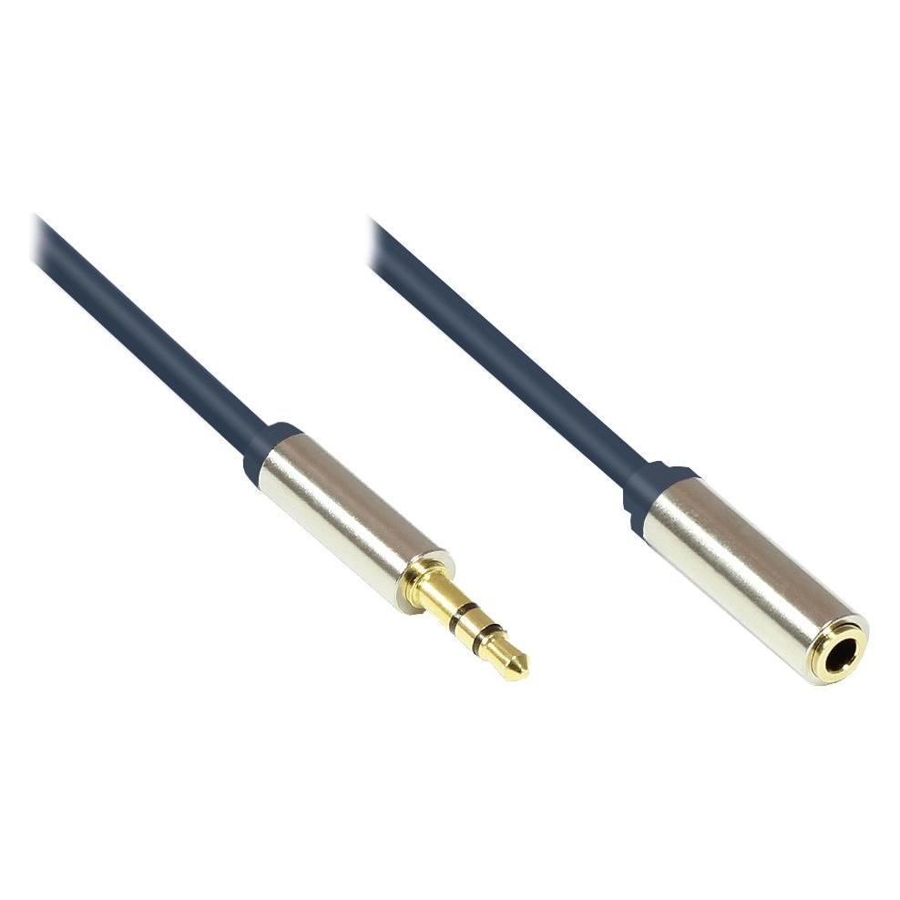 Good Connections Audio Anschlusskabel High-Quality 3,5mm, Klinkenstecker an Klinkenbuchse Vollmetallgehäuse, dunkelbl (0.50 m, AUX Kabel) (GC-M0050)