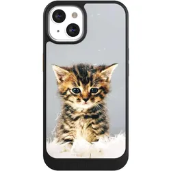Nivocase Hülle für Apple iPhone 13 Handyhülle NIVOcore Case Schwarz Feder Haustier Katze (Apple iPhone 13), Smartphone Hülle, Schwarz
