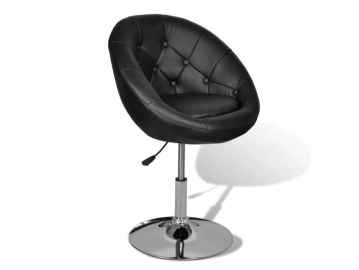 GPUTYGHN Cocktailsessel Schwarz Kunstleder Chesterfield Sessel Gasdruckfeder,Barhöhe,Thekenhöhe,Stahlgestell,Chrom-Look,110 kg,Interieur