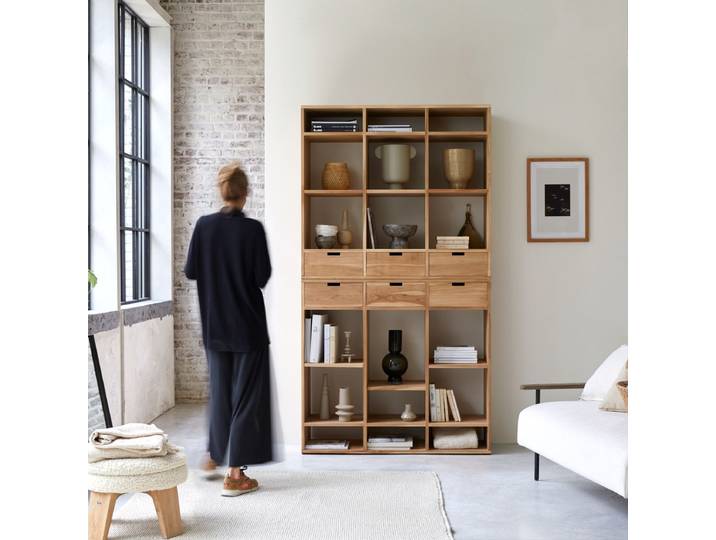 Bücherregal aus Teakholz 120 × 220 Miho - Natur