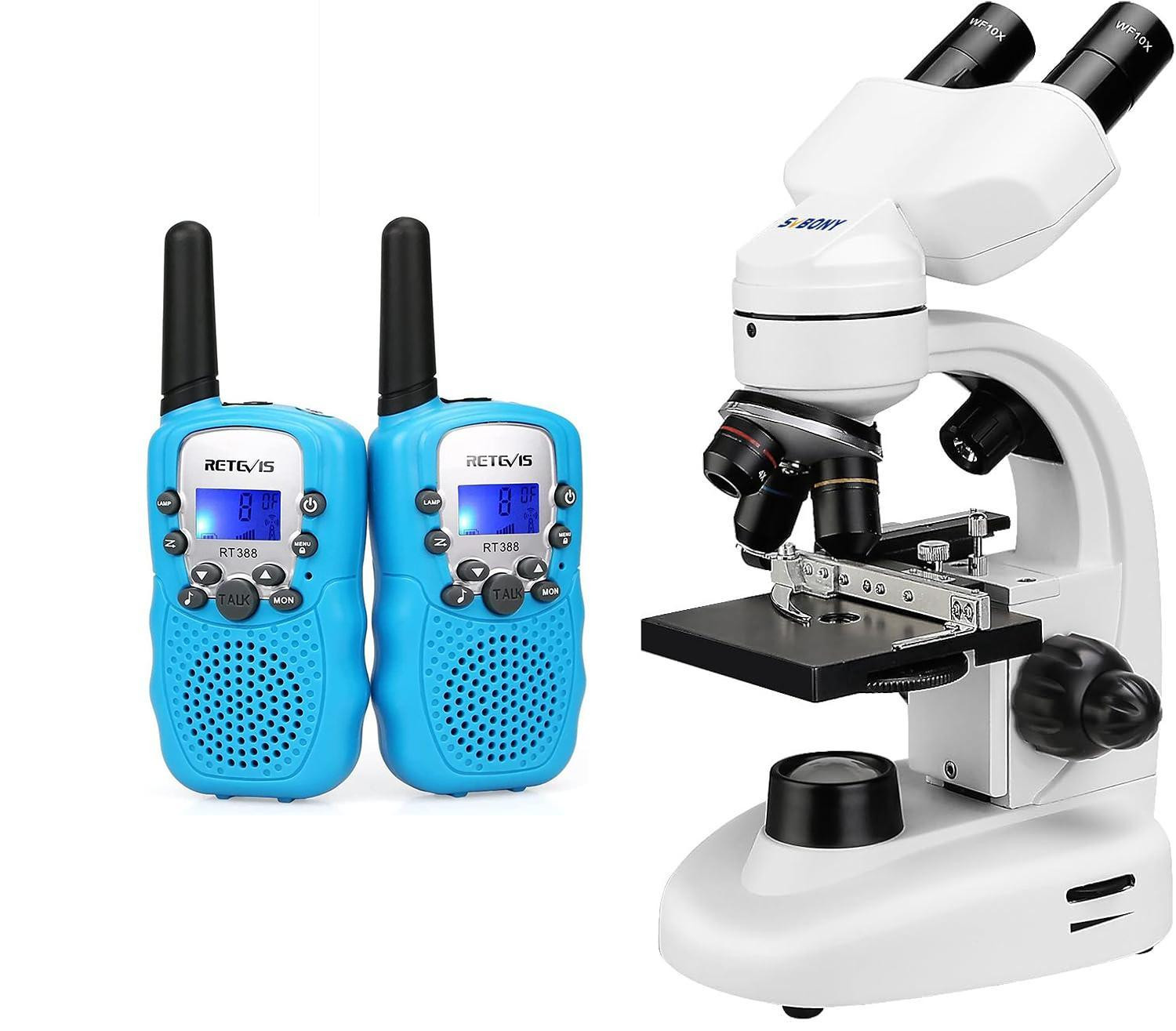 Retevis RT388 Loopradio voor kinderen en Svbony SV605 Binoculaire microscoop met 80x-1600x vergroting