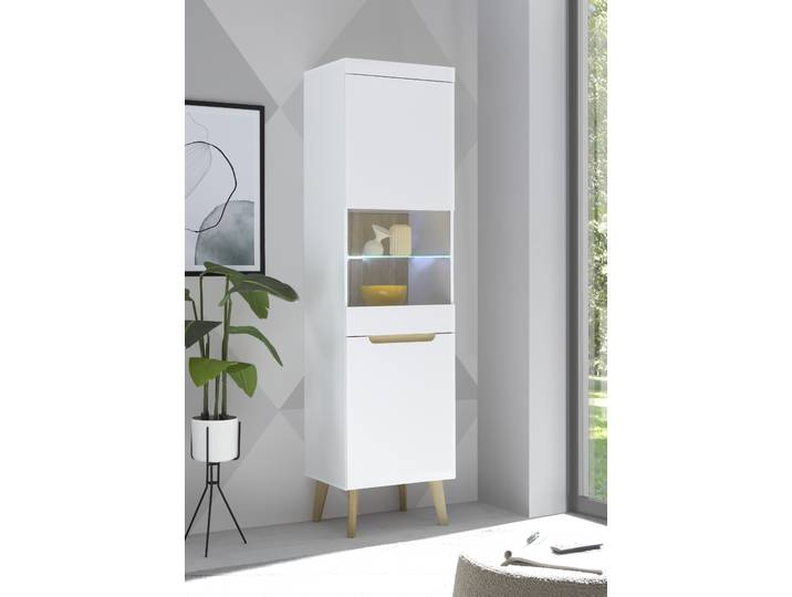 Vitrine HOME AFFAIRE Torge, Hochschrank, Glasvitrine, Standvitrine, Vitrinenschrank , weiss (weiß), B:53cm H:197cm T:40cm, FSC-zertifizierter Holzwerkstoff, Schränke, Vitrine, in drei verschiedenen Farben verfügbar, Glastür & -boden, 53 cm breit