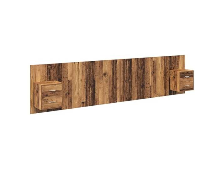 Makastle Kopfteil mit Nachttischen Altholz 337x80 cm Holzwerkstoff
