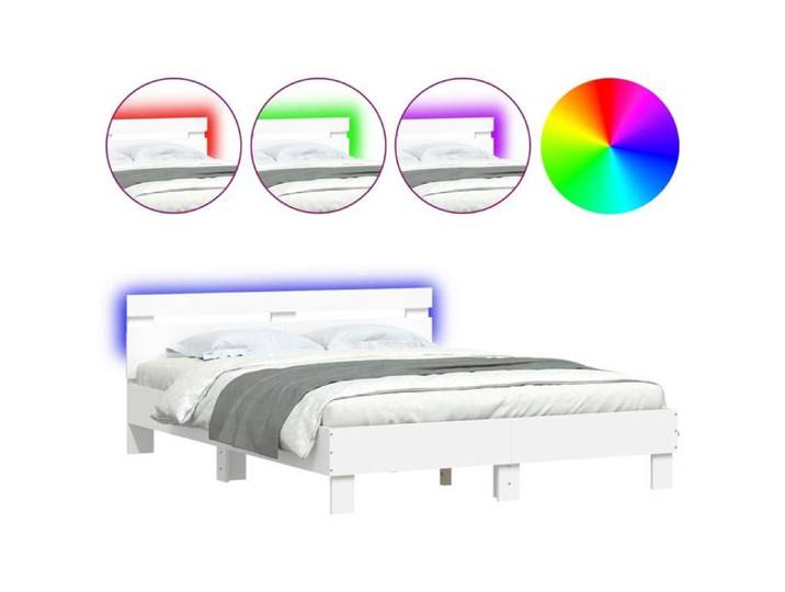 @FRENCH Cadre de lit adulte - Structure de lit 2 personnes - avec LED blanc 140x190cm 3523852