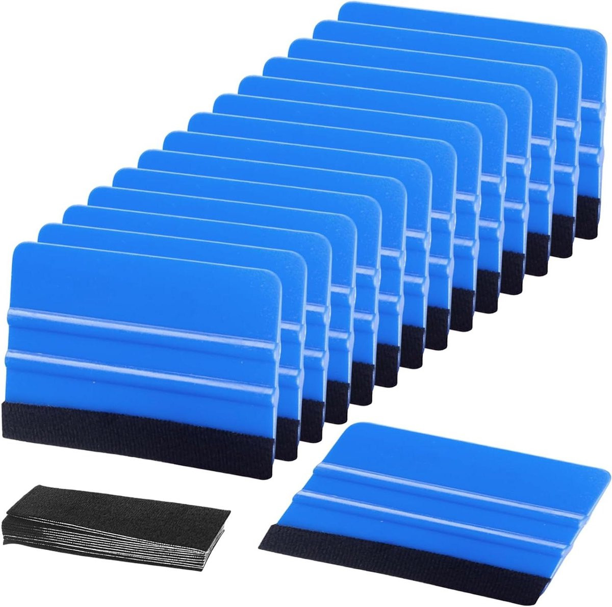 Blauwe Rakel Set met Vilten Rand voor het Aanbrengen van Folie - 10 x 75 cm