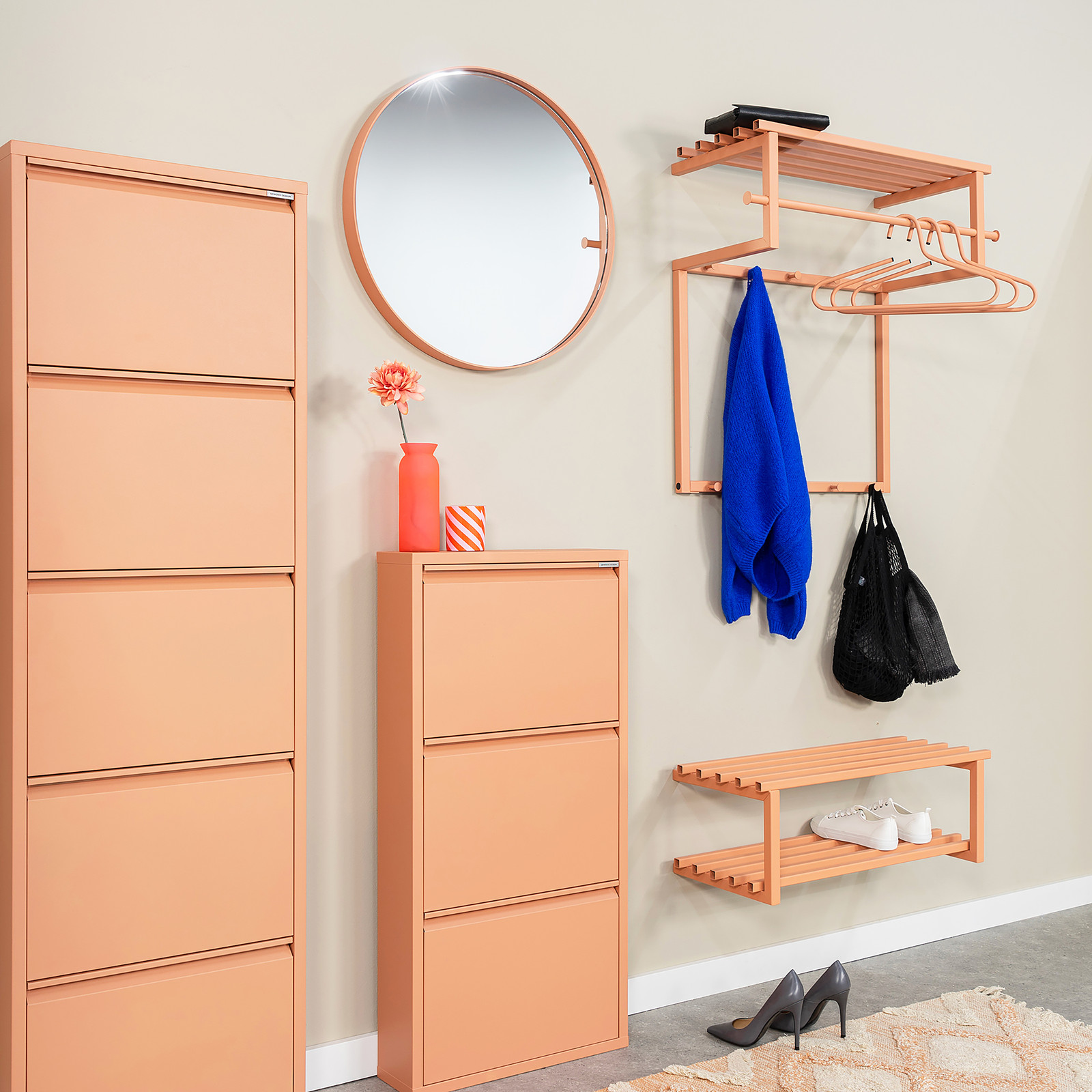 home24 Wandkapstok Rizzoli Oranje/Abrikoos B: 76 cm, D: 34 cm, H: 76 cm