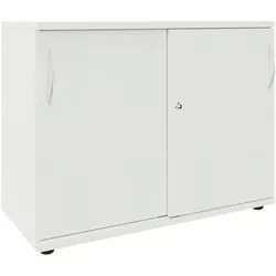 fm Büromöbel Schiebetürenschrank 100 cm extrabreit 2 OH weiß, 100x76.3x44.2 cm