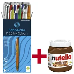 Schneider 20er-Pack Kugelschreiber »K20 Icy Colours« 1320 inkl. Nougatcreme »nutella« 450g mehrfarbig