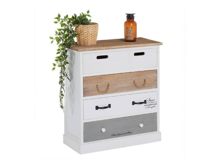CARO-Möbel Kommode SALVA, Schubladenschrank mit 4 Schubladen Vintage Shabby Chic weiß