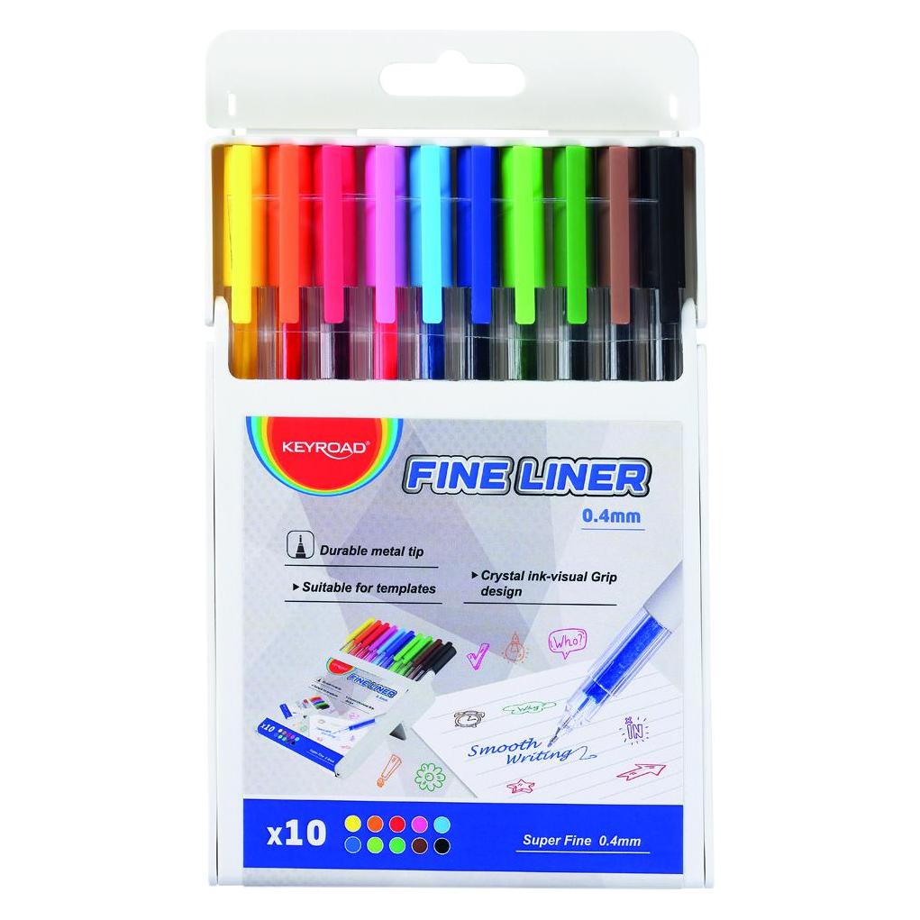 Keyroad Fineliner, 0,4 mm, 10 stück, kunststoffbox (10x) (45650241)
