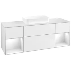 Villeroy und Boch Finion Waschtischunterschrank F741GFGF 160x60,3x50,1cm, Regale Glossy white lacquer, Glossy white lacquer