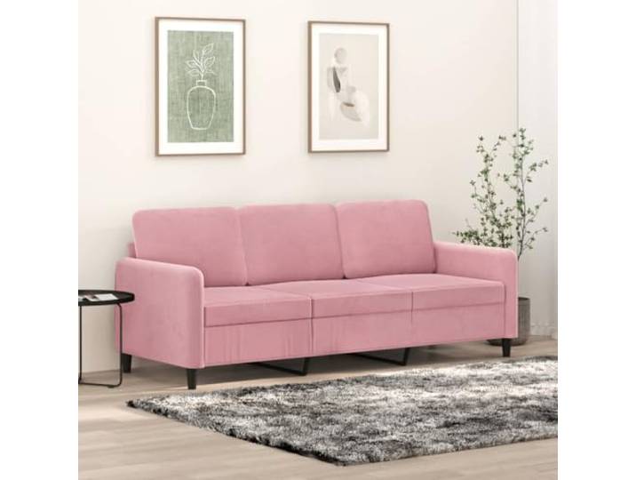 HEFZGDB 3-Sitzer-Sofa Rosa 180 cm Samt Stoff Bezug Metallgestell Polsterung Wohnzimmer Sitzgruppe Entspannung Komfort Design