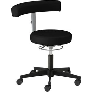 Mayer Drehhocker 1371 RO 30572, Kunstleder, mit Rollen und Lehne, brilliantschwarz