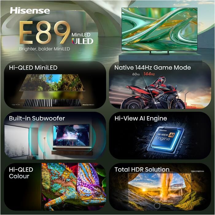 Hisense Smart Tv Mini Led 4k 55" 55e89s-nero