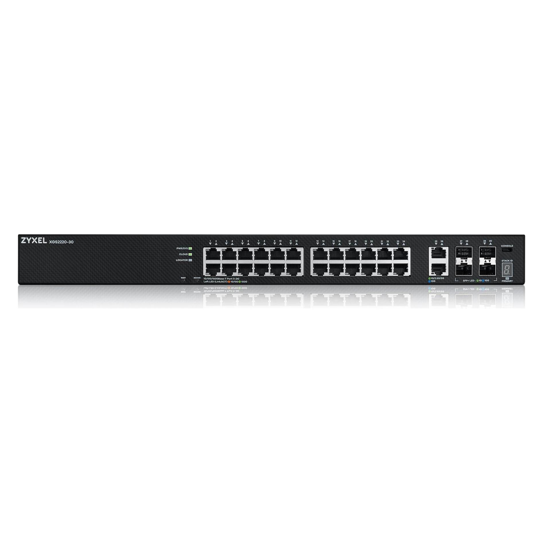 Zyxel Layer3 Access Switch, 24x1G RJ45, 2x10MultiGgig RJ45 (24 Ports) (XGS2220-30-EU0101F)