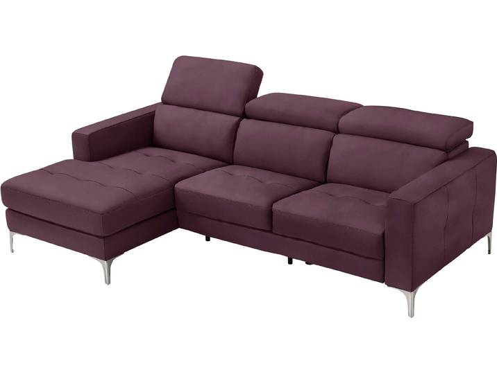 Ecksofa EGOITALIANO Matt, erstklassiger Sitzkomfort, aufwendige Detailverarbeitung, L-Form , lila (plum), B:247cm H:100cm, Sofas, Ecksofa, mit verstellbaren Kopfteilen zum Relaxen
