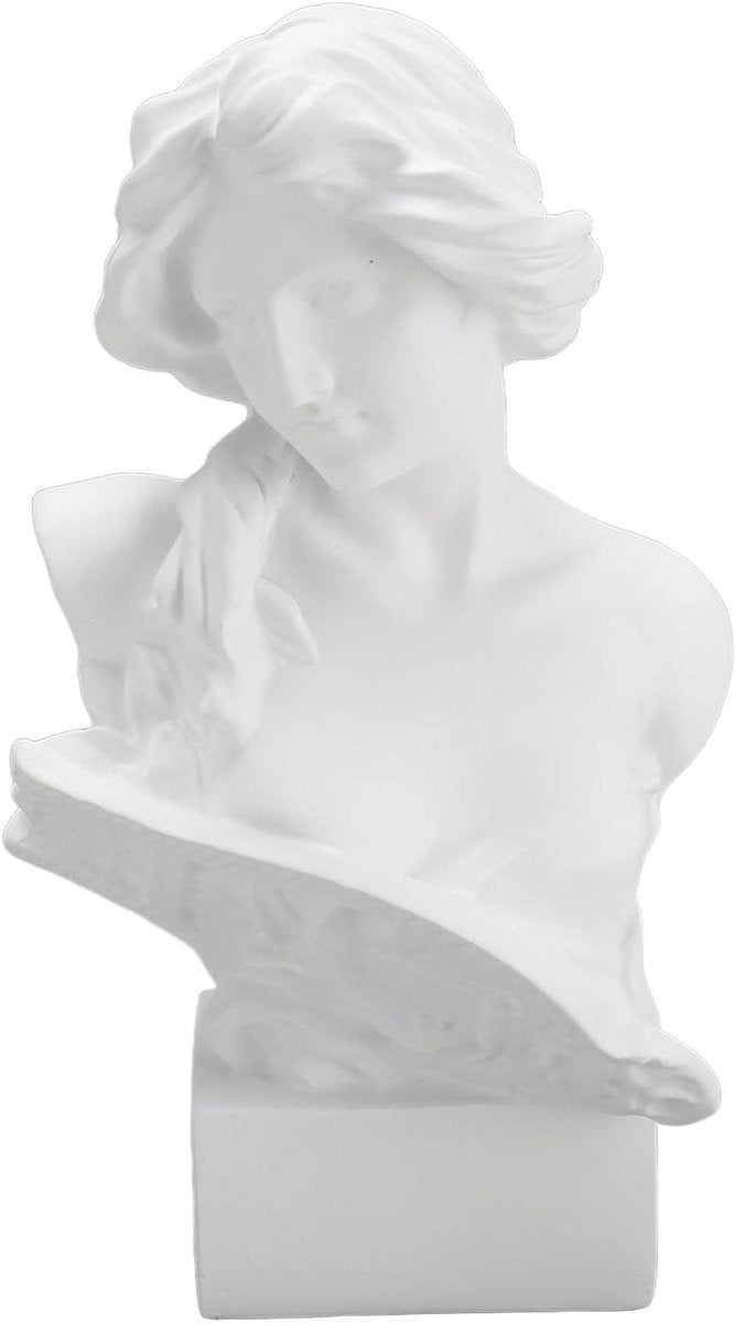 Griekse Godin Standbeeld - Wit Hars Sculptuur Buste - Hoogte: 30 cm