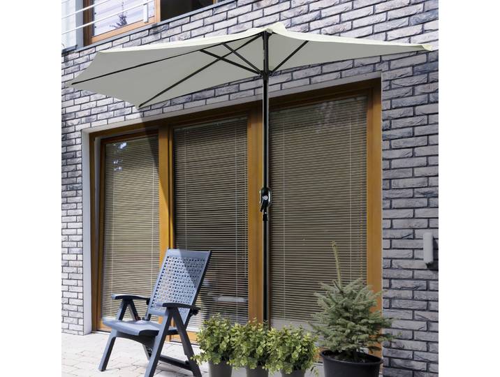 Outsunny Demi-Parasol Balcon 2,7m Métal Polyester Crème