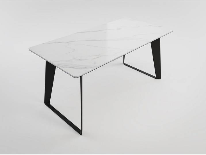 Magnolia Home Esstisch Esszimmertisch FLORINT 160x80cm weiße Keramikplatte schwarze Design-Ti
